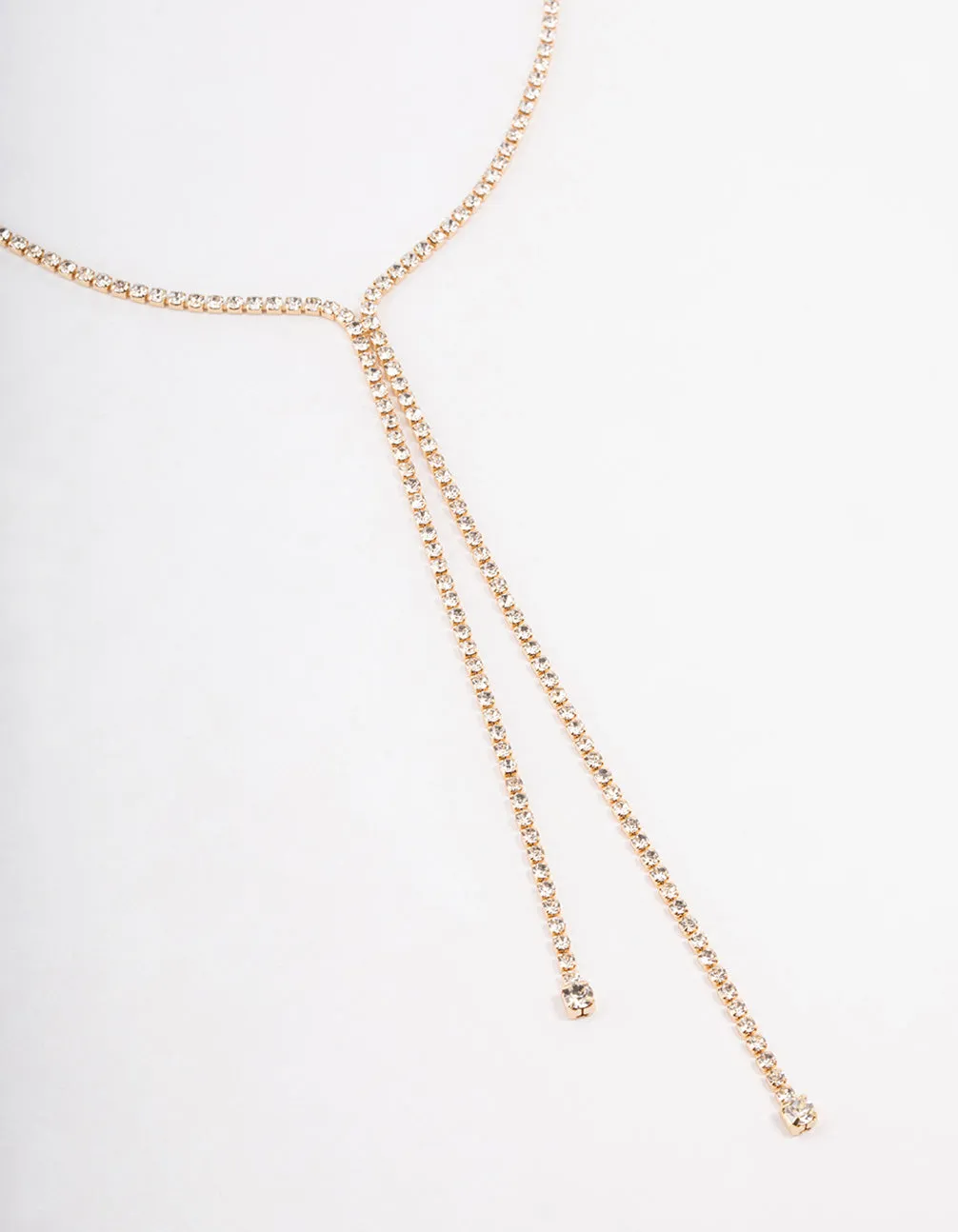 Gold Double Row Dainty Y-Shape Necklace