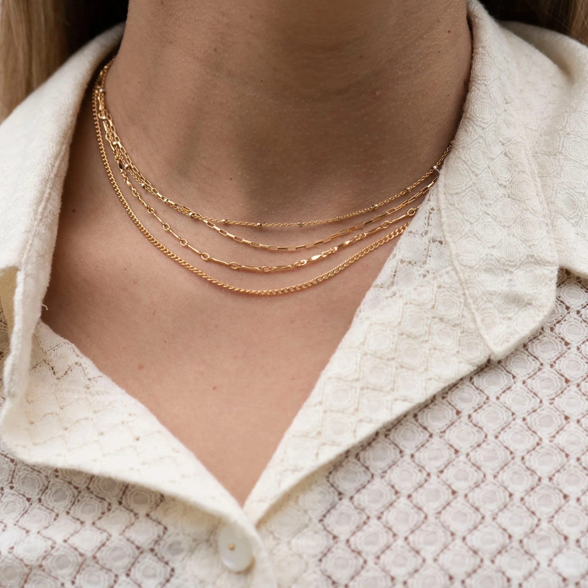 Gold Filled Thin Curb Link Necklace