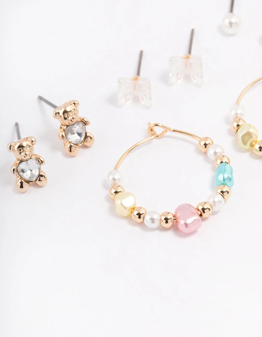 Gold Pastel Beaded Earrings 6-Pack