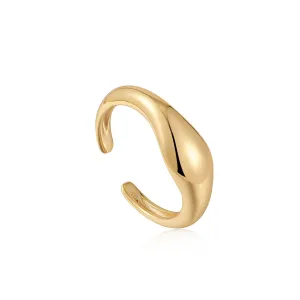 Gold Wave Adjustable Ring 