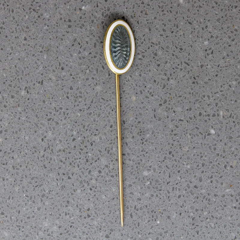 Guilloché Enamel & Gold Edwardian Stick Pin