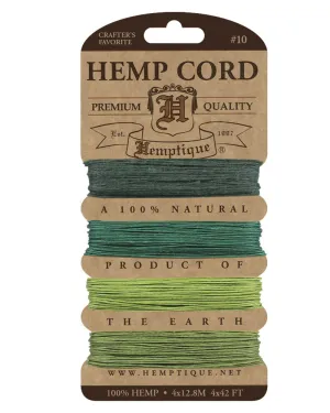 Hemptique Card Cord Set #10, Emerald