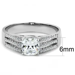 High polished (no plating) Stainless Steel Ring with Cubic in Clear for Women Style DA020