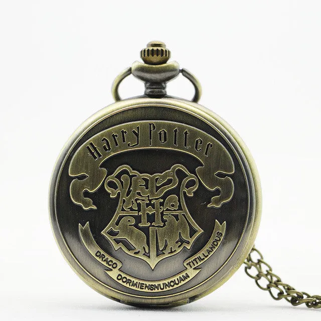 Hogwarts Dracodormiens Nunquam Titillandus Quartz Pocket Watch Mens Analog Pendant Necklace Gift