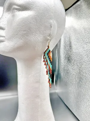 Indigenous Handcrafted Beaded Earrings - 'Feather' - Winged