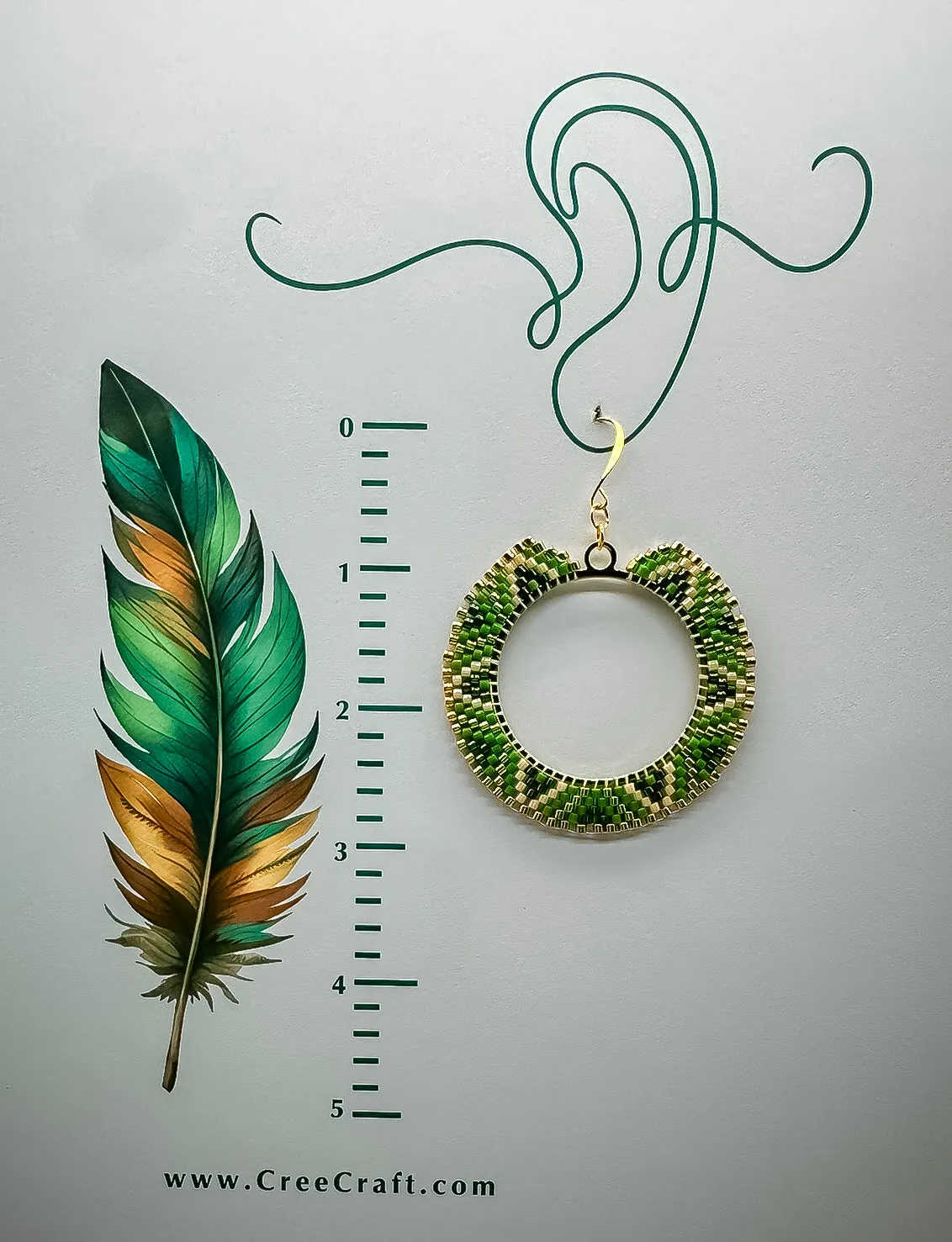 Indigenous Handcrafted Beaded Earrings - Greens