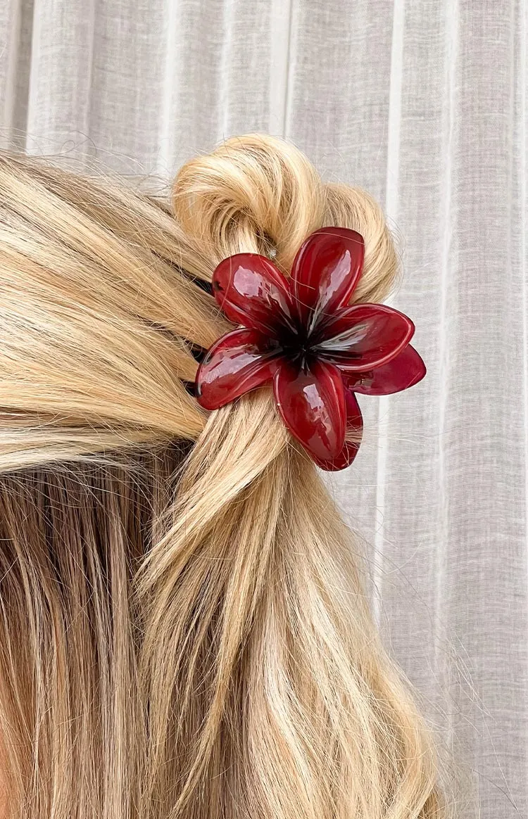 Island Girl Red Flower Clip