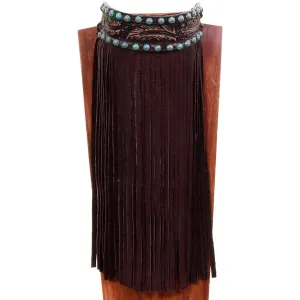 J80 - Brown Vintage Feather Tooled Choker