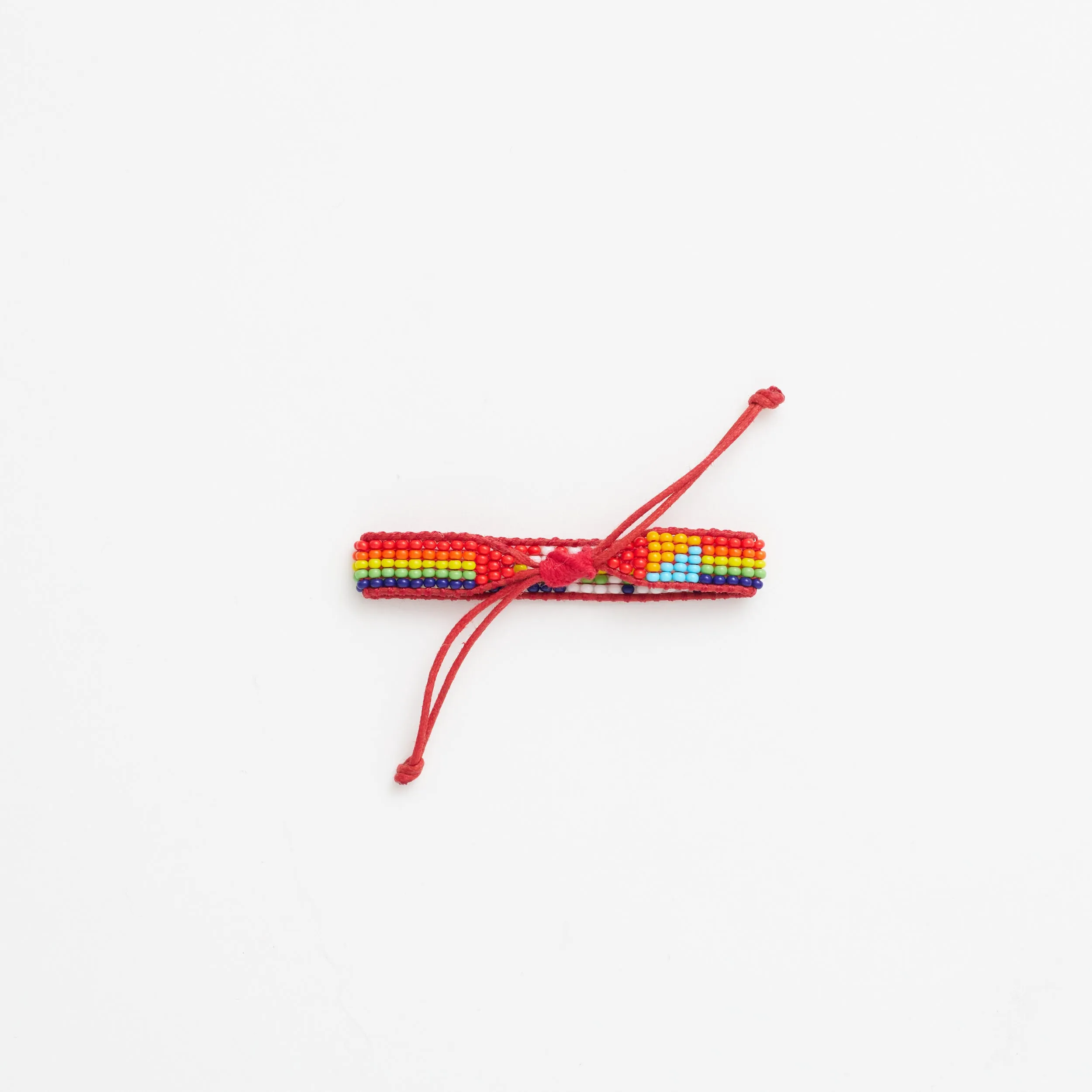 Kids Woven LOVE Bracelet - Rainbow/White