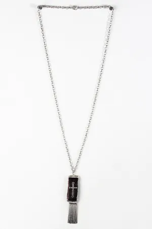 Leather And Cross Pendant Necklace