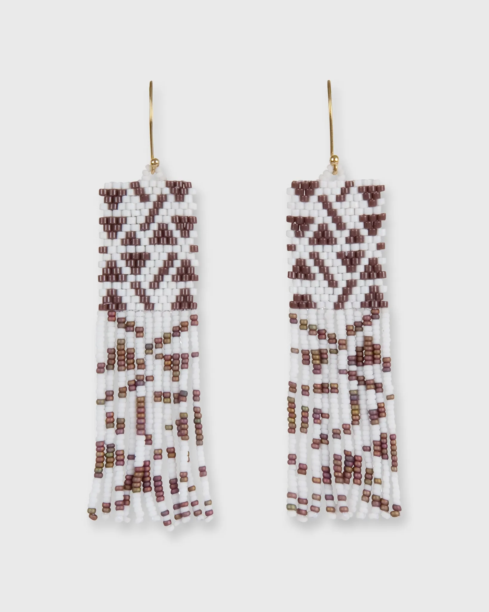 Logan Earrings in Brown/White