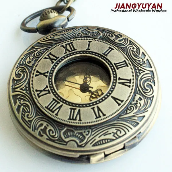 Men Vintage Pocket Watch Retro Antique Watches with Chain Necklace Roman Steampunk Gift for Him Anniversary Weddings Groomsman