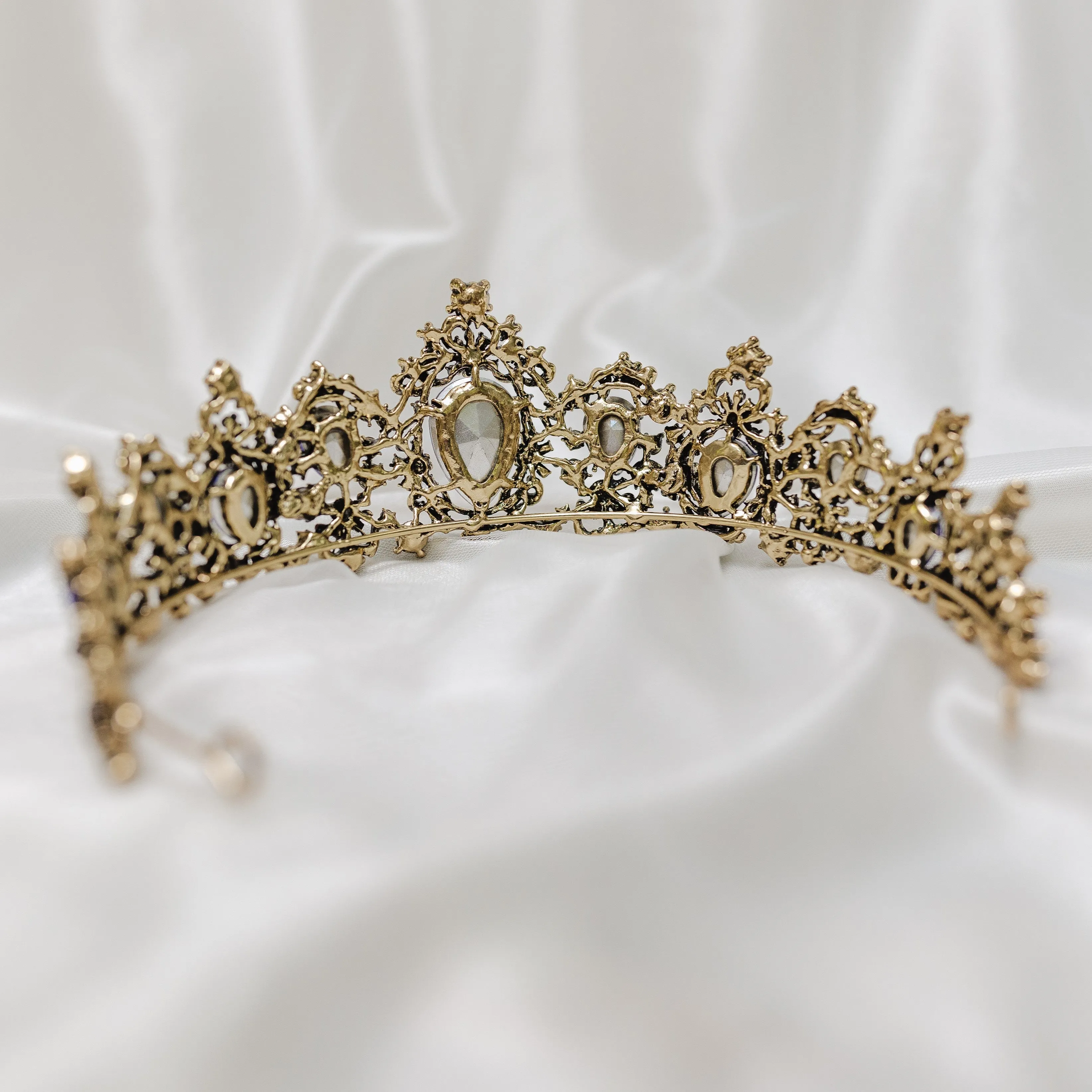 Michelle's Tiara in Faux Sapphire Blue & Antique Gold