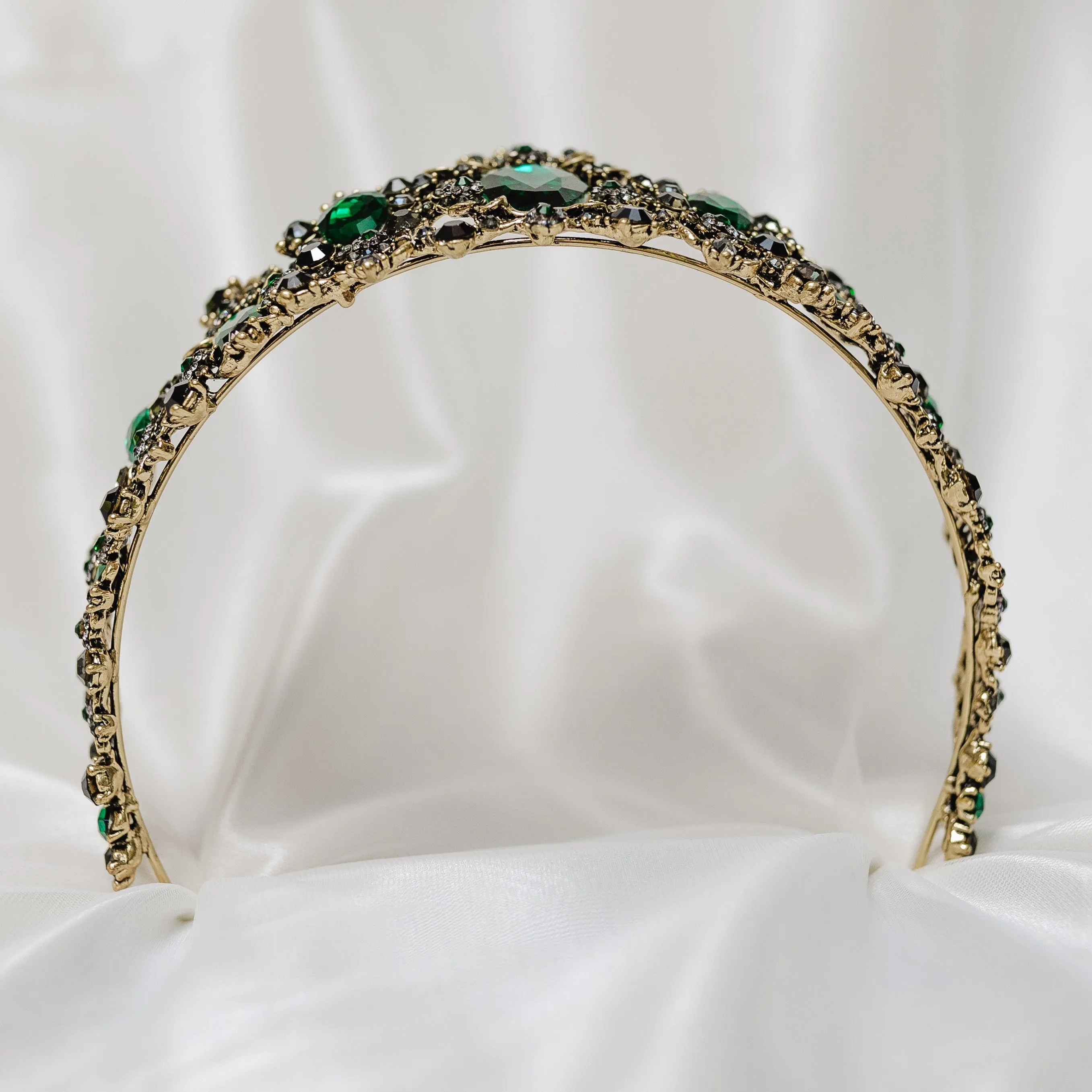 Michelle's Tiara in Green & Antique Gold