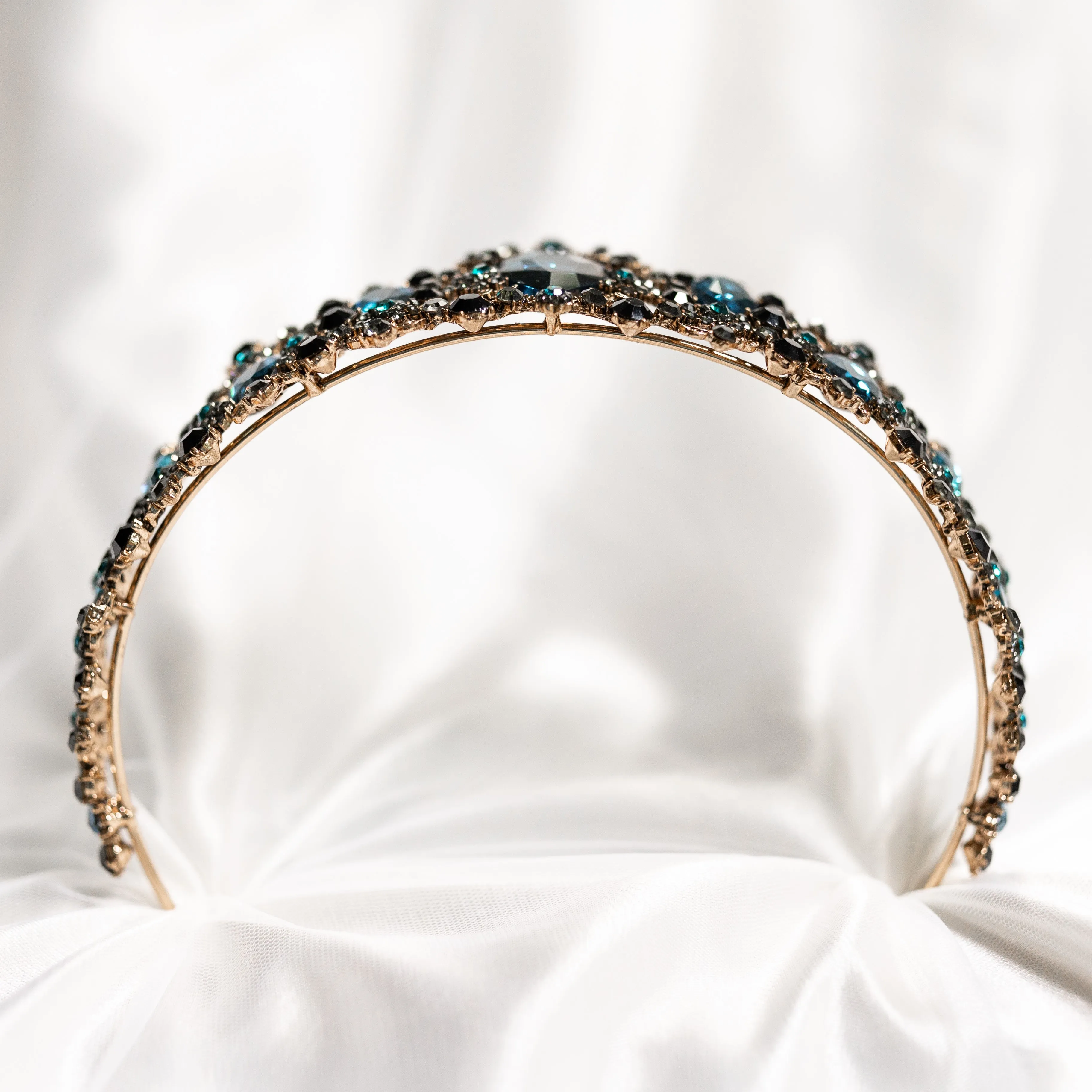 Michelle's Tiara in Teal Blue & Antique Gold