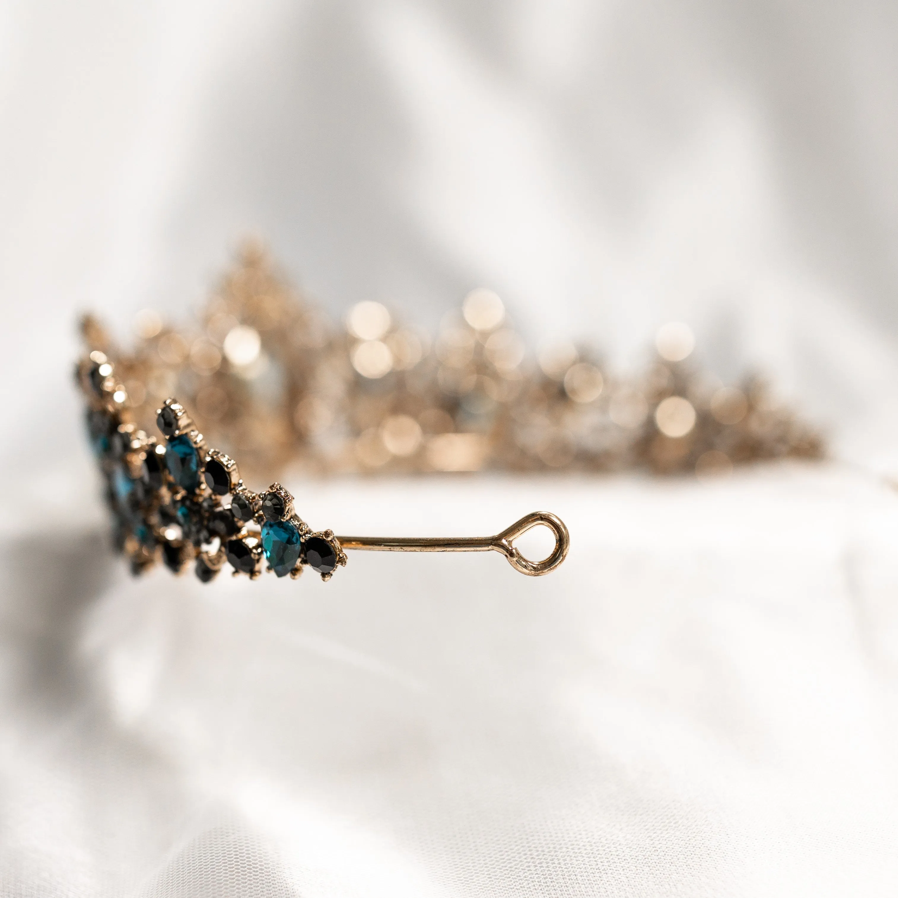 Michelle's Tiara in Teal Blue & Antique Gold