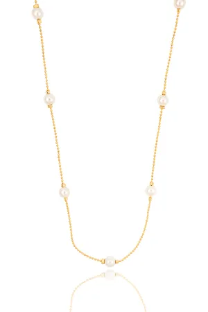 Mini Ball Chain Pearl Accent Necklace (H145/I500)