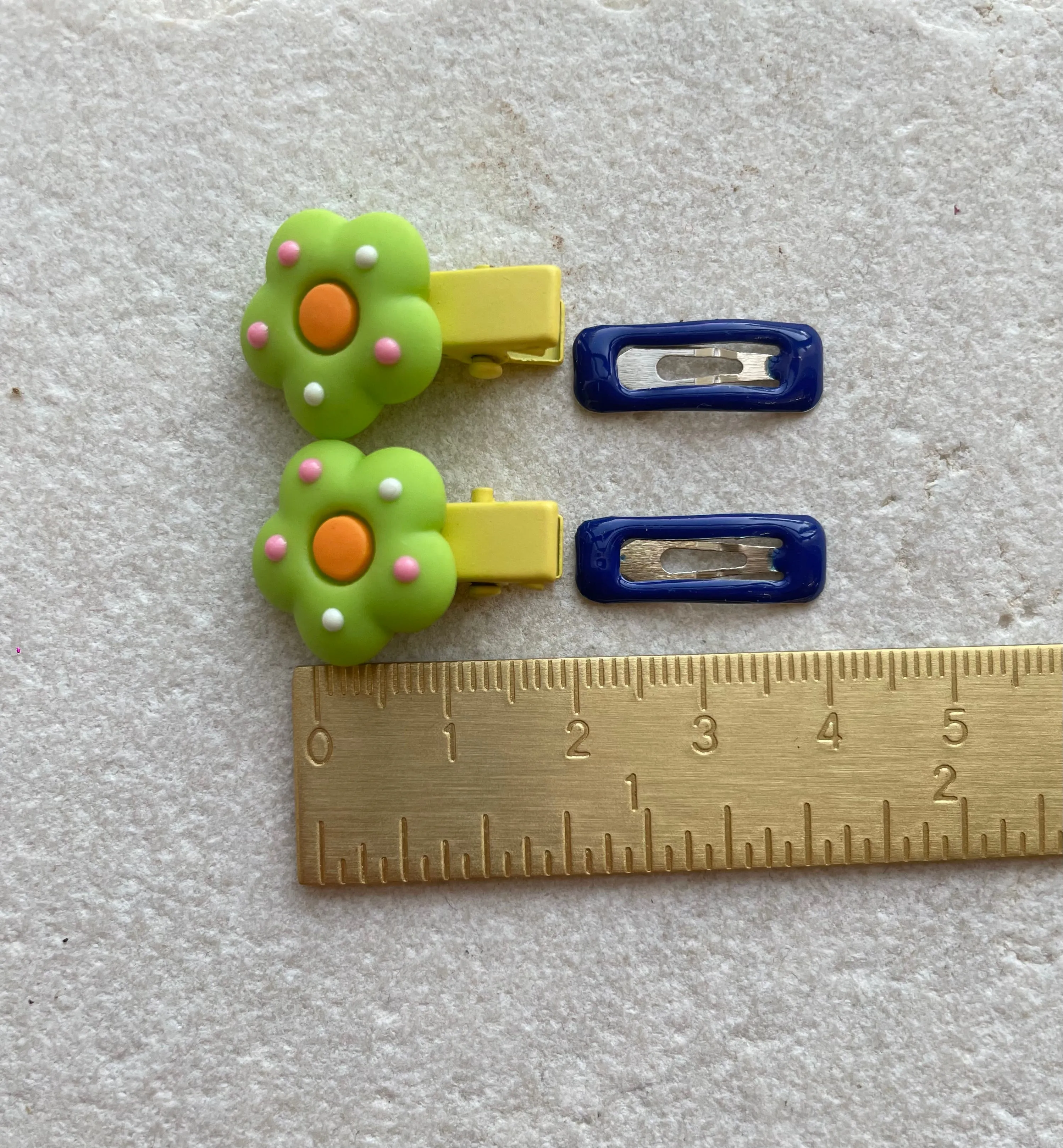 Mini Clip Set | Flower Alligator Snaps Green Navy