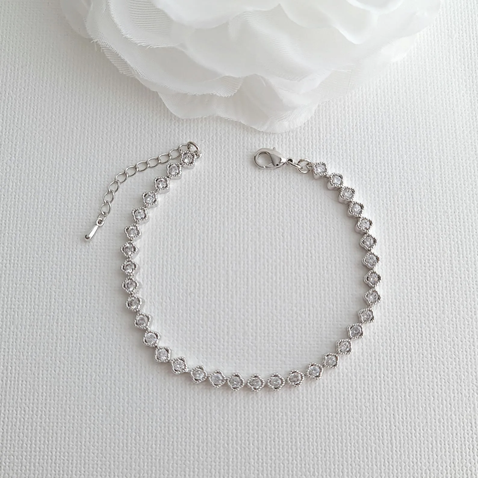 Minimal & Thin CZ Tennis Bracelet for Brides & Weddings- Lisa