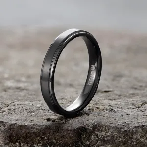 Minimalist Black Color Titanium Band Ring