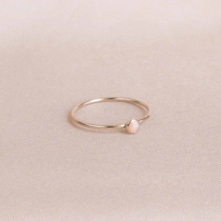 Minimalist Opal Gold or Sterling Silver 3mm Ring