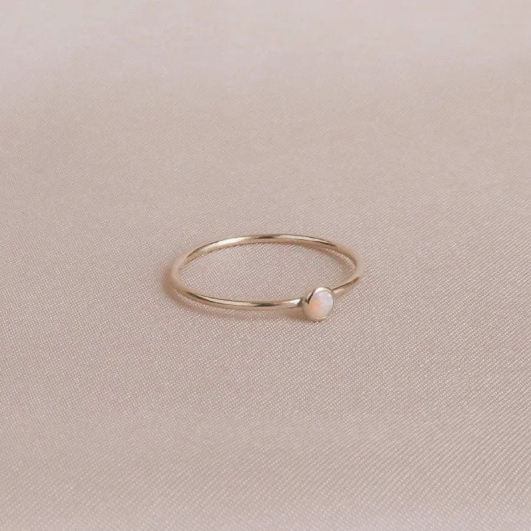 Minimalist Opal Gold or Sterling Silver 3mm Ring