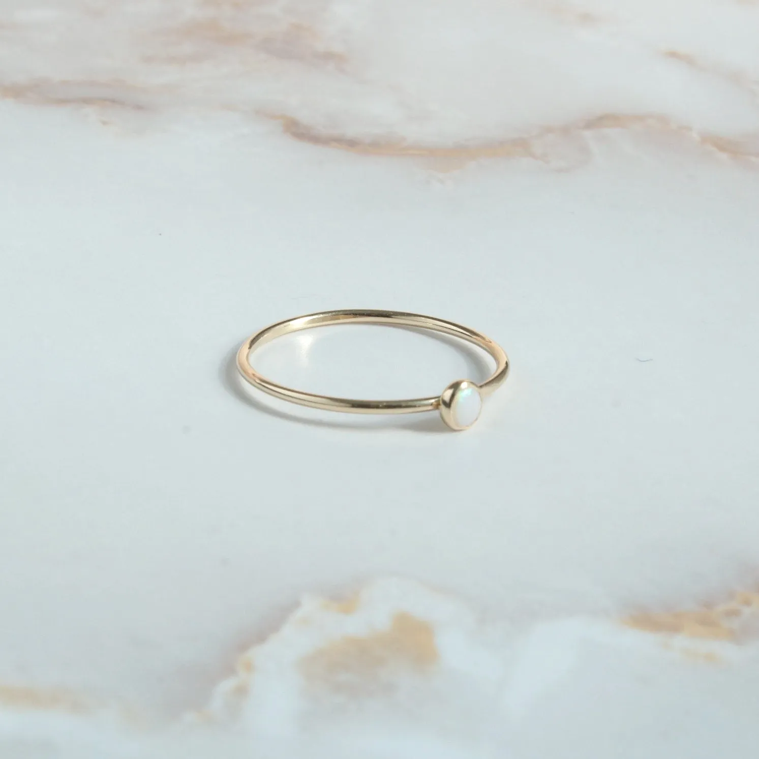 Minimalist Opal Gold or Sterling Silver 3mm Ring