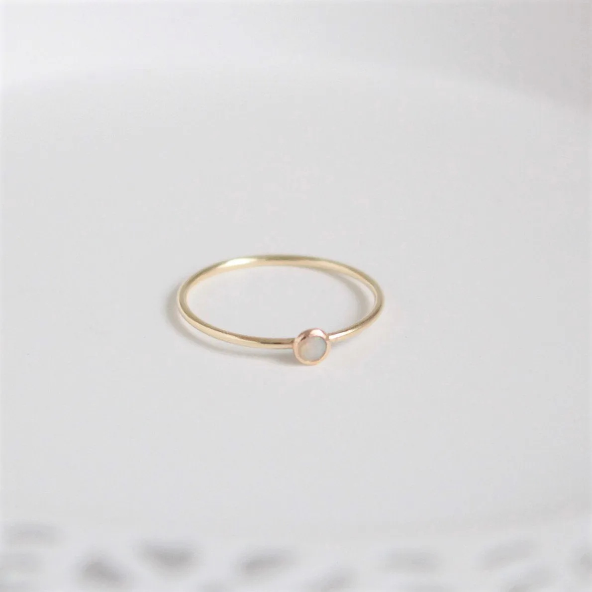 Minimalist Opal Gold or Sterling Silver 3mm Ring