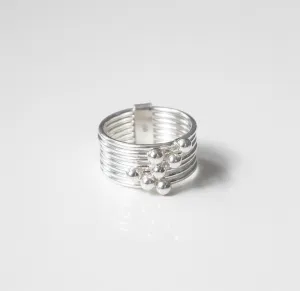 Movable Balls on Silver Ring, .925 Sterling Silver Nickel Free Hypoallergenic Luxury Stacked Ring