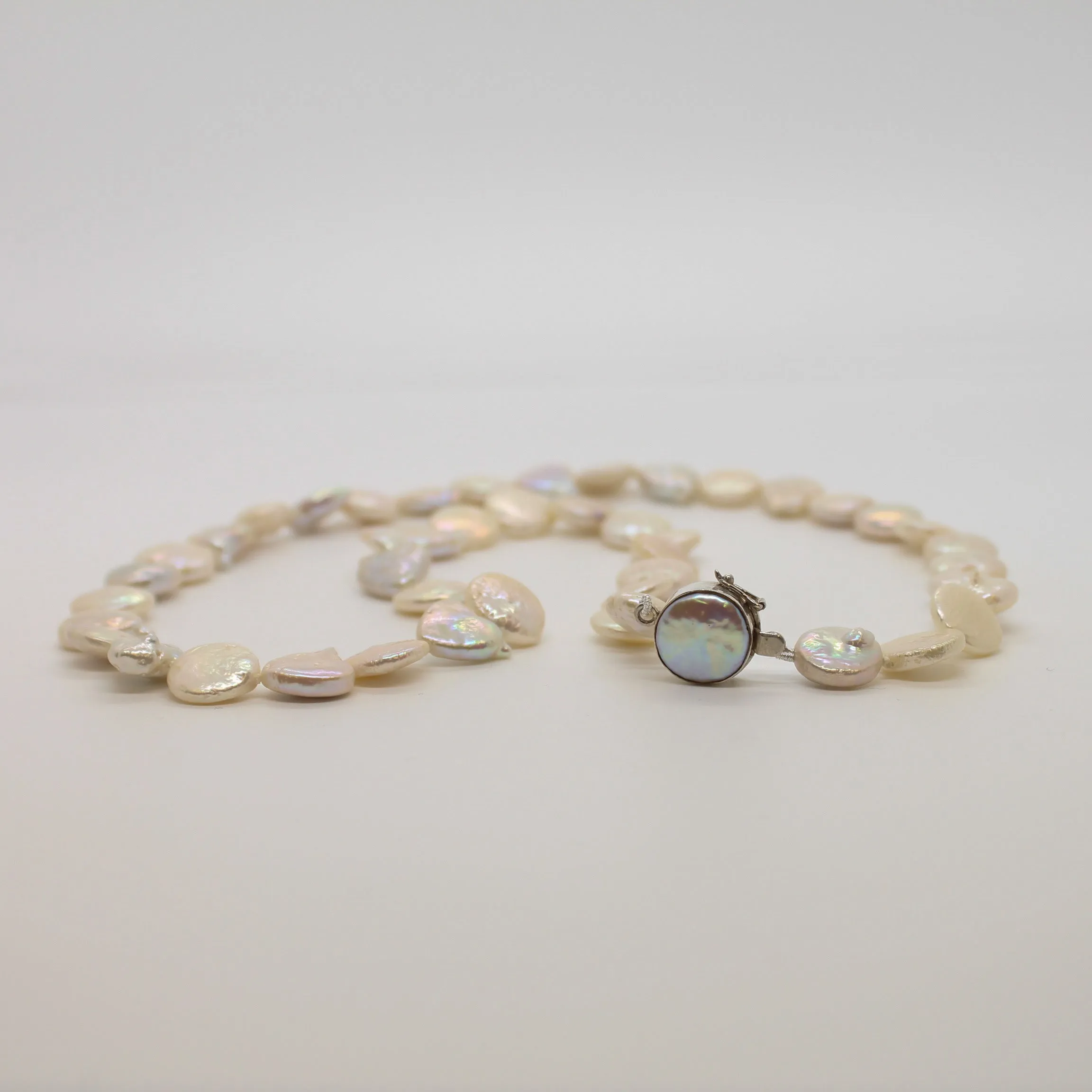 N Freshwater White Coin and Kishi Hearts Pearl Necklace