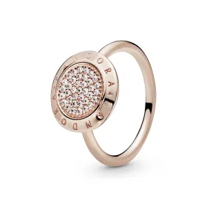 PANDORA Rose logo ring with clear cubic zirconia