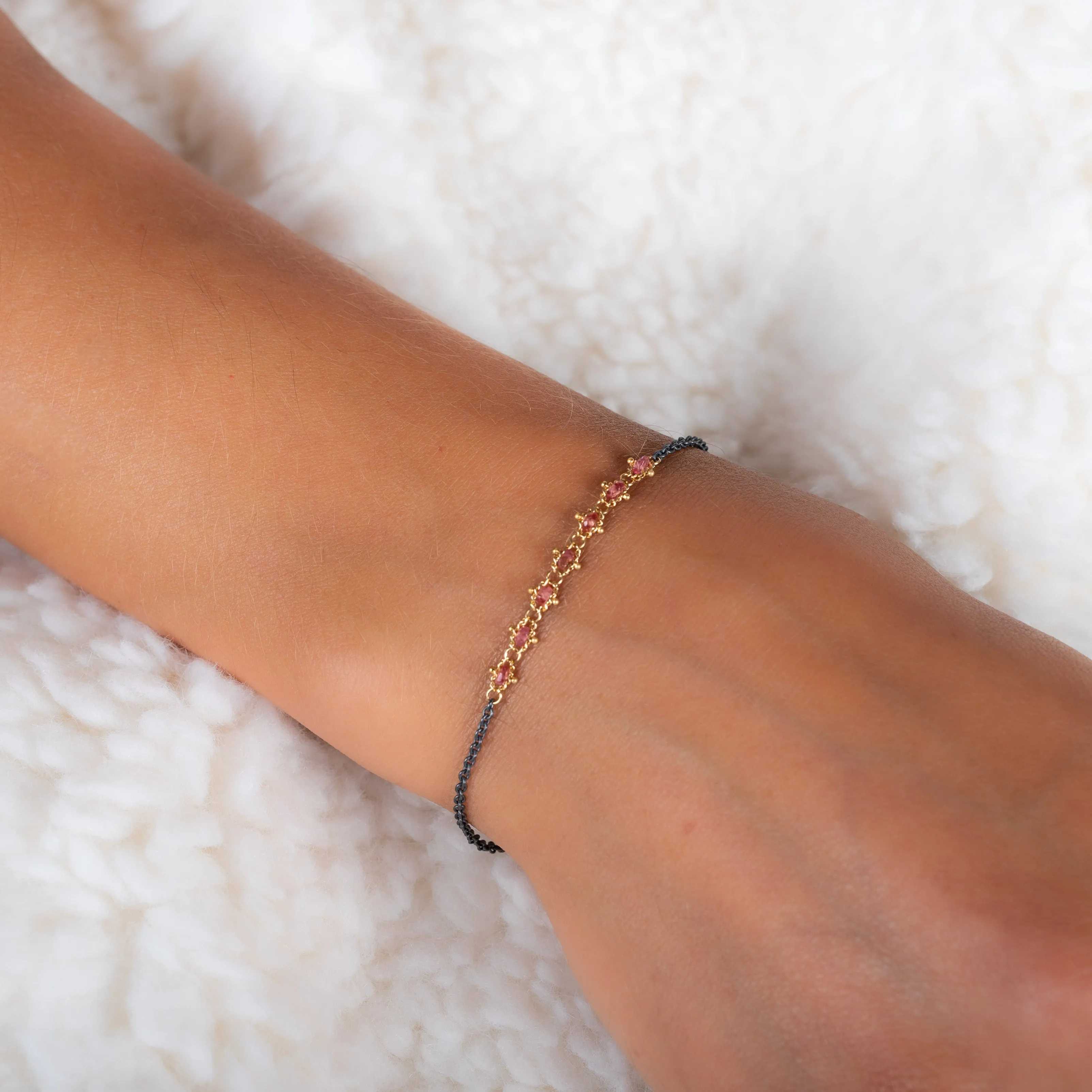 Petite Contrast Textile Bracelet in Spinel