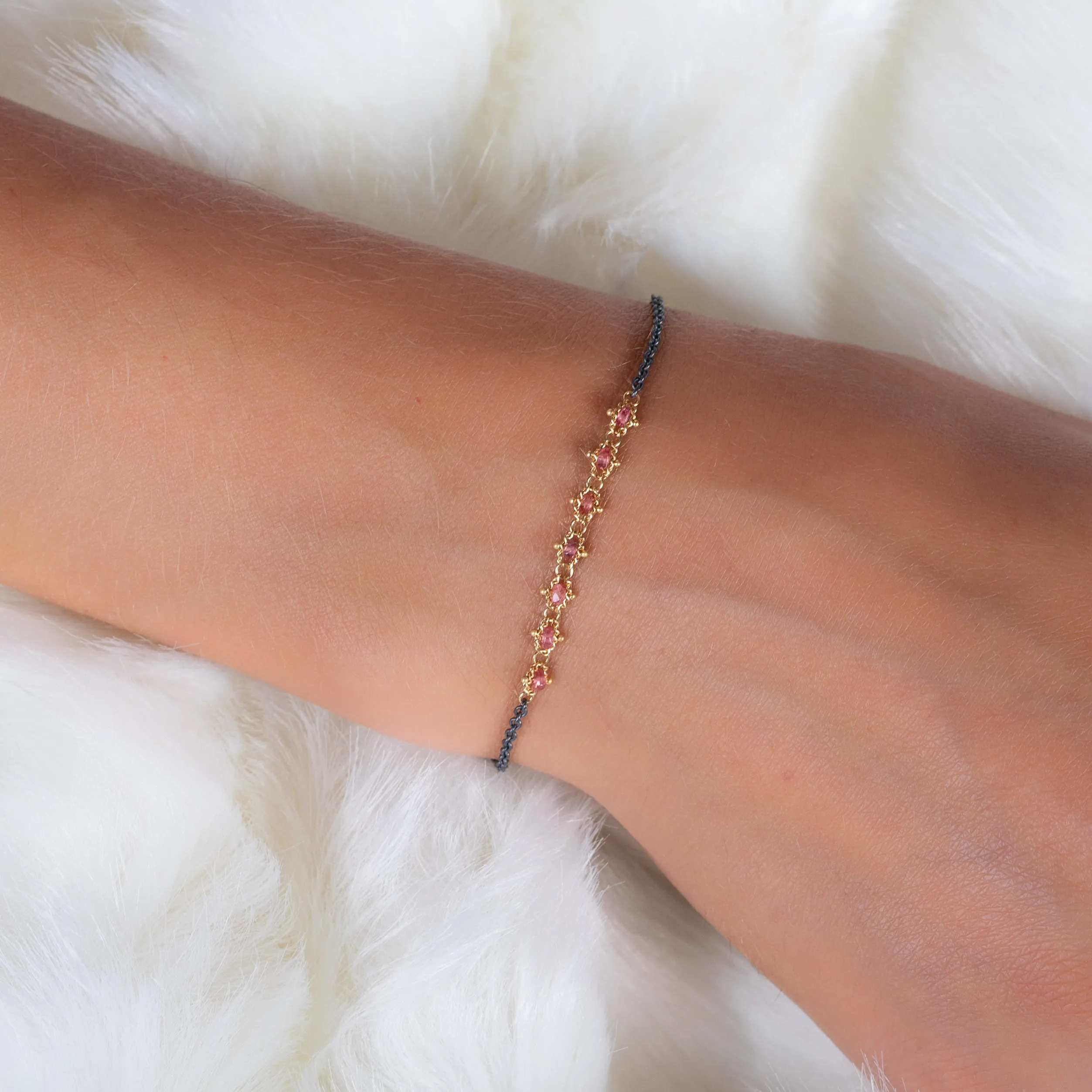 Petite Contrast Textile Bracelet in Spinel