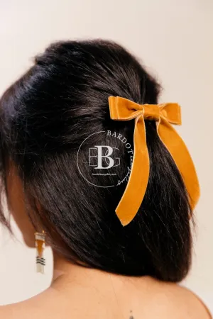 Petite Velvet Long Bow | Upscale Bows for Girls | Bow with Tails | Luxury Designer Hair Accessories | Made to Order