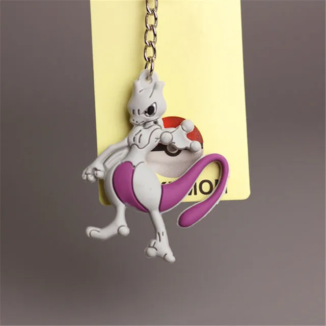 Pikachu Keychain Pocket Monsters Key Holder Pokemon Go Key Ring Pendant 3D Mini Charmander Zapdos Mewtwo Moltres Figure Toys