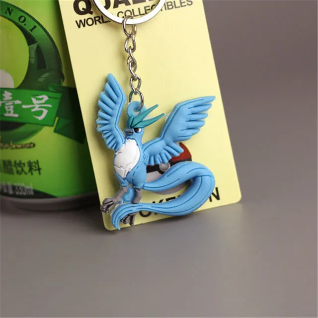 Pikachu Keychain Pocket Monsters Key Holder Pokemon Go Key Ring Pendant 3D Mini Charmander Zapdos Mewtwo Moltres Figure Toys