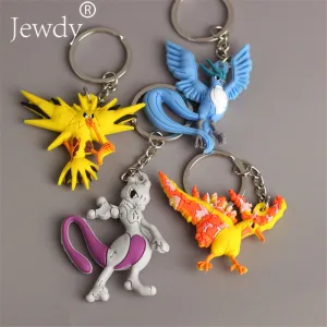 Pikachu Keychain Pocket Monsters Key Holder Pokemon Go Key Ring Pendant 3D Mini Charmander Zapdos Mewtwo Moltres Figure Toys