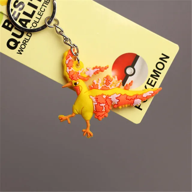 Pikachu Keychain Pocket Monsters Key Holder Pokemon Go Key Ring Pendant 3D Mini Charmander Zapdos Mewtwo Moltres Figure Toys