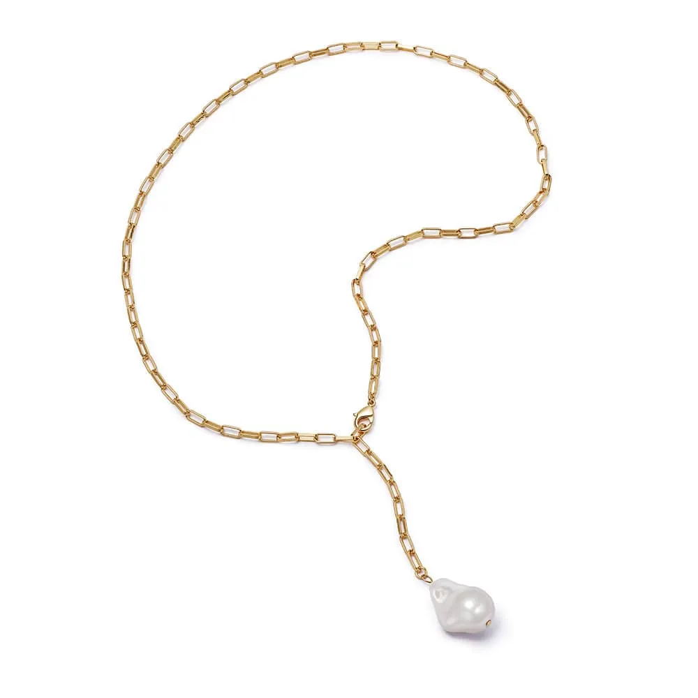 Polly Sayer Baroque Pearl Chain Necklace 18ct Gold Plate