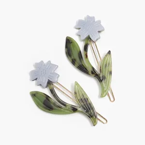 Purple Chicory Flowers Barrette Set