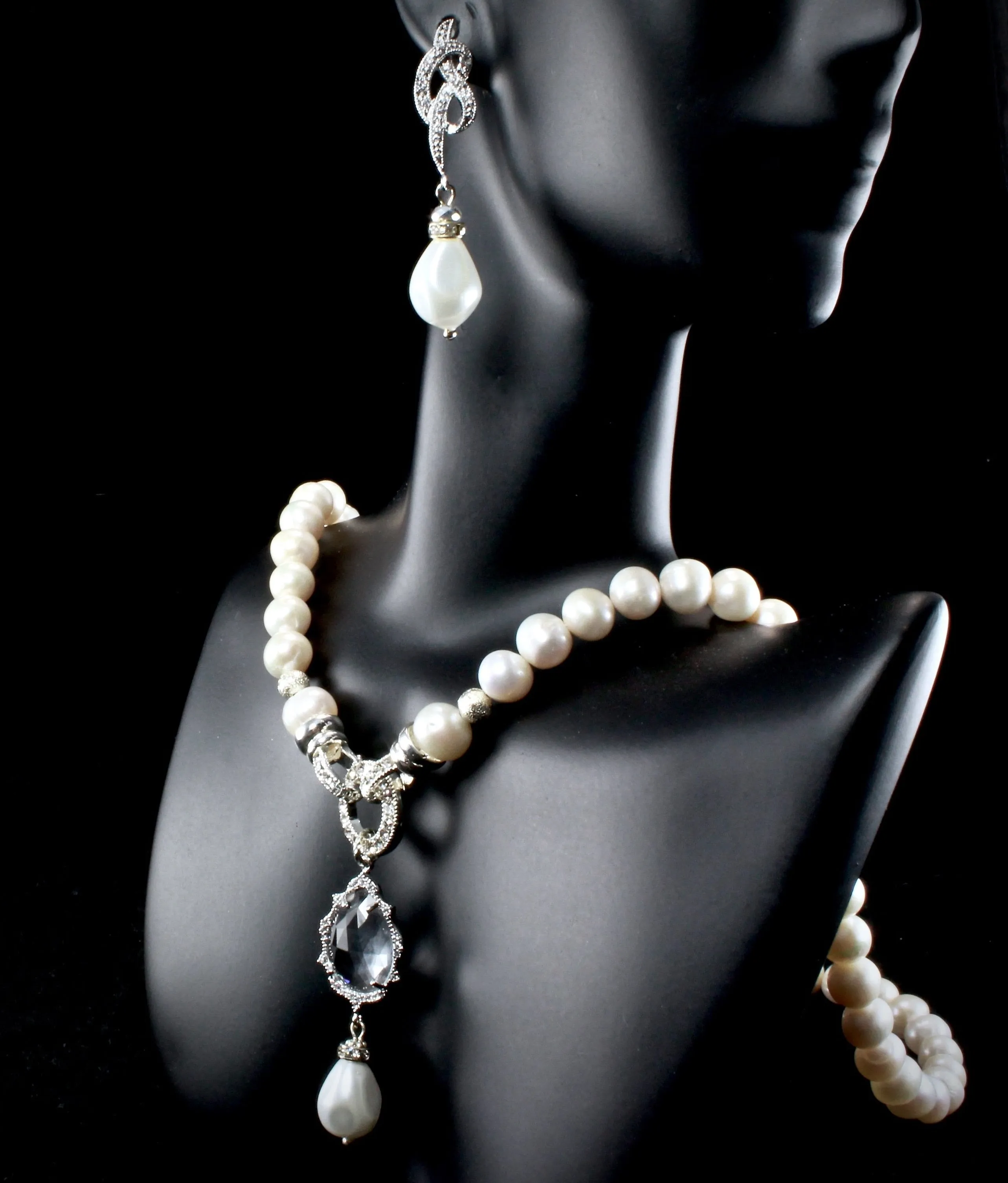 "Becky" - Freshwater Pearl Bridal 3-Piece Jewelry Set