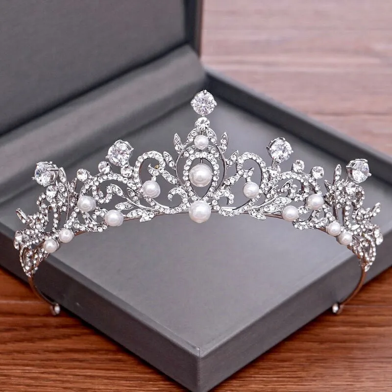 "Elodee" - Wedding Pearl and Rhinestone Tiara