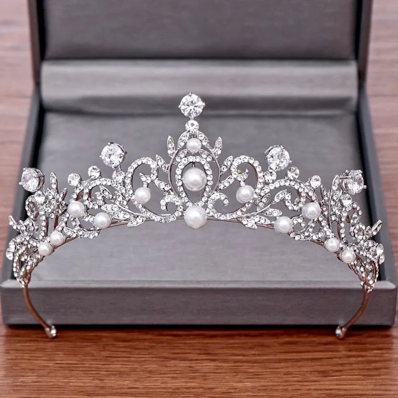 "Elodee" - Wedding Pearl and Rhinestone Tiara