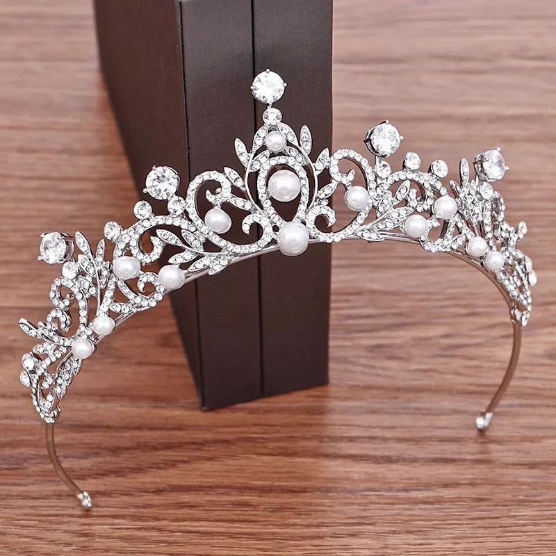 "Elodee" - Wedding Pearl and Rhinestone Tiara