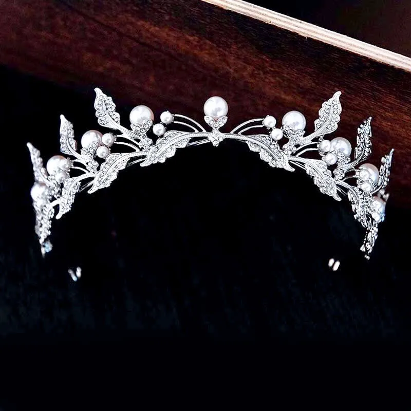 "Xyra" - Wedding Pearl and Rhinestone Tiara