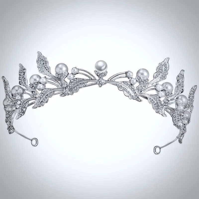 "Xyra" - Wedding Pearl and Rhinestone Tiara