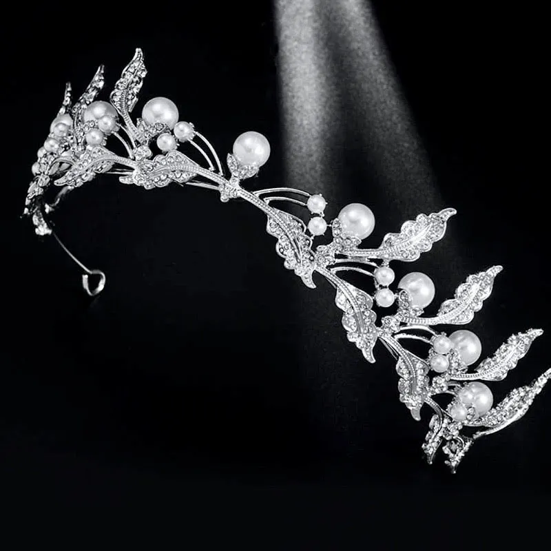 "Xyra" - Wedding Pearl and Rhinestone Tiara