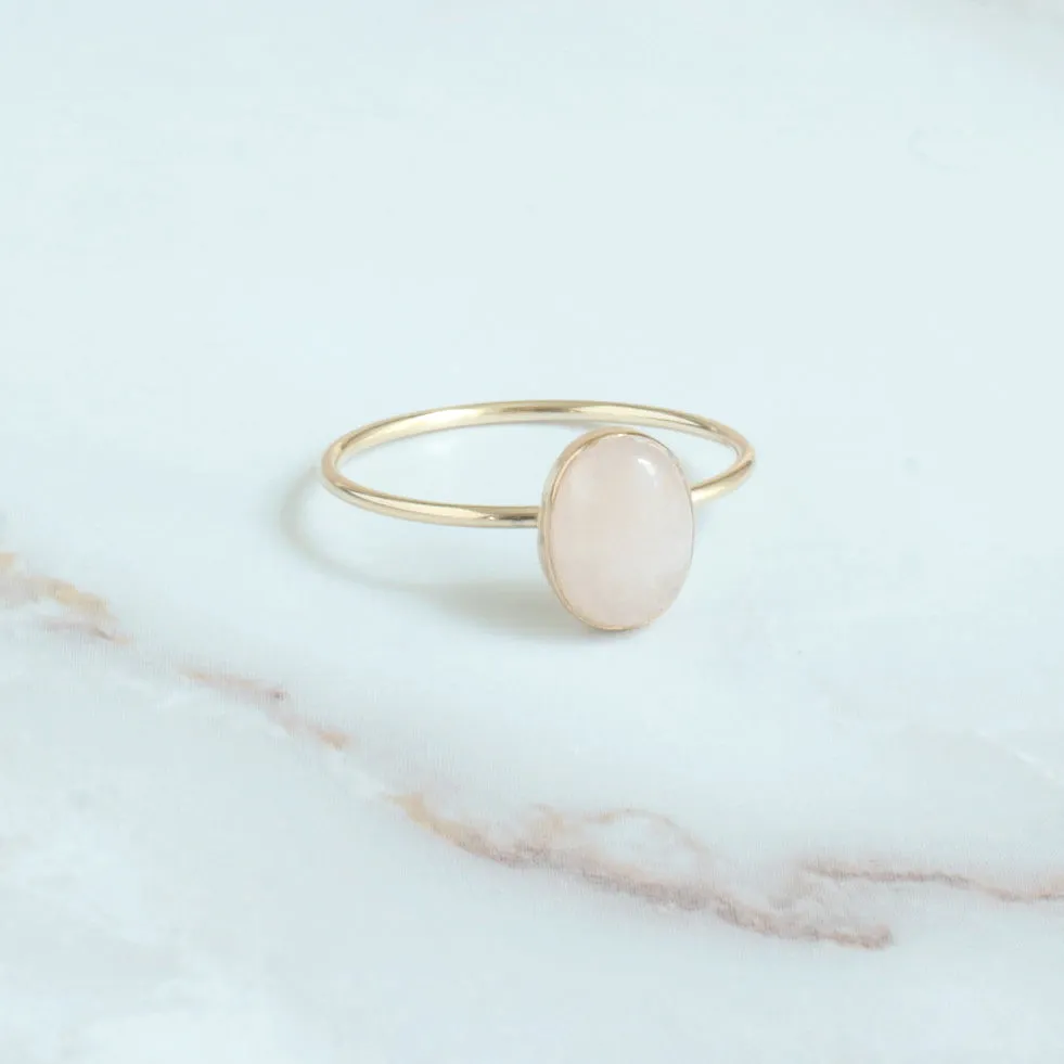 Rose Quartz Oval Minimalist Ring