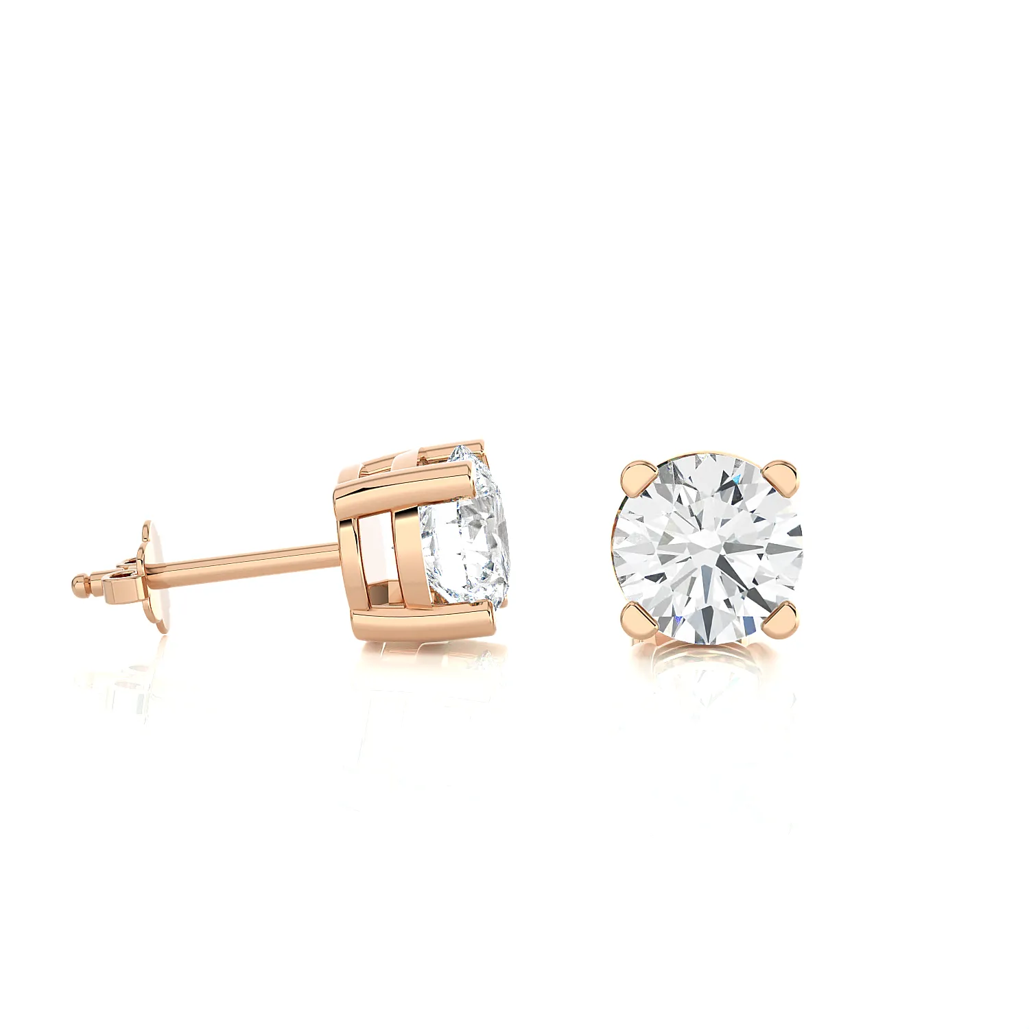 Round Lab Grown Diamond Solitaire Stud Earrings