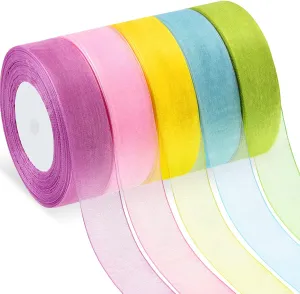 SAINI PUSTAK BHANDAR Bells&Whistles Organza Ribbon Sheer Chiffon Stain Ribbons Dusty Rose Fading Ribbon Set For Valentines Christmas Wedding Gift Wrapping Bouquets Craft Birthday Party Decoration